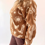 Western Graphic Knit Sweater Top