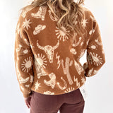 Western Graphic Knit Sweater Top