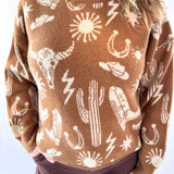 Western Graphic Knit Sweater Top