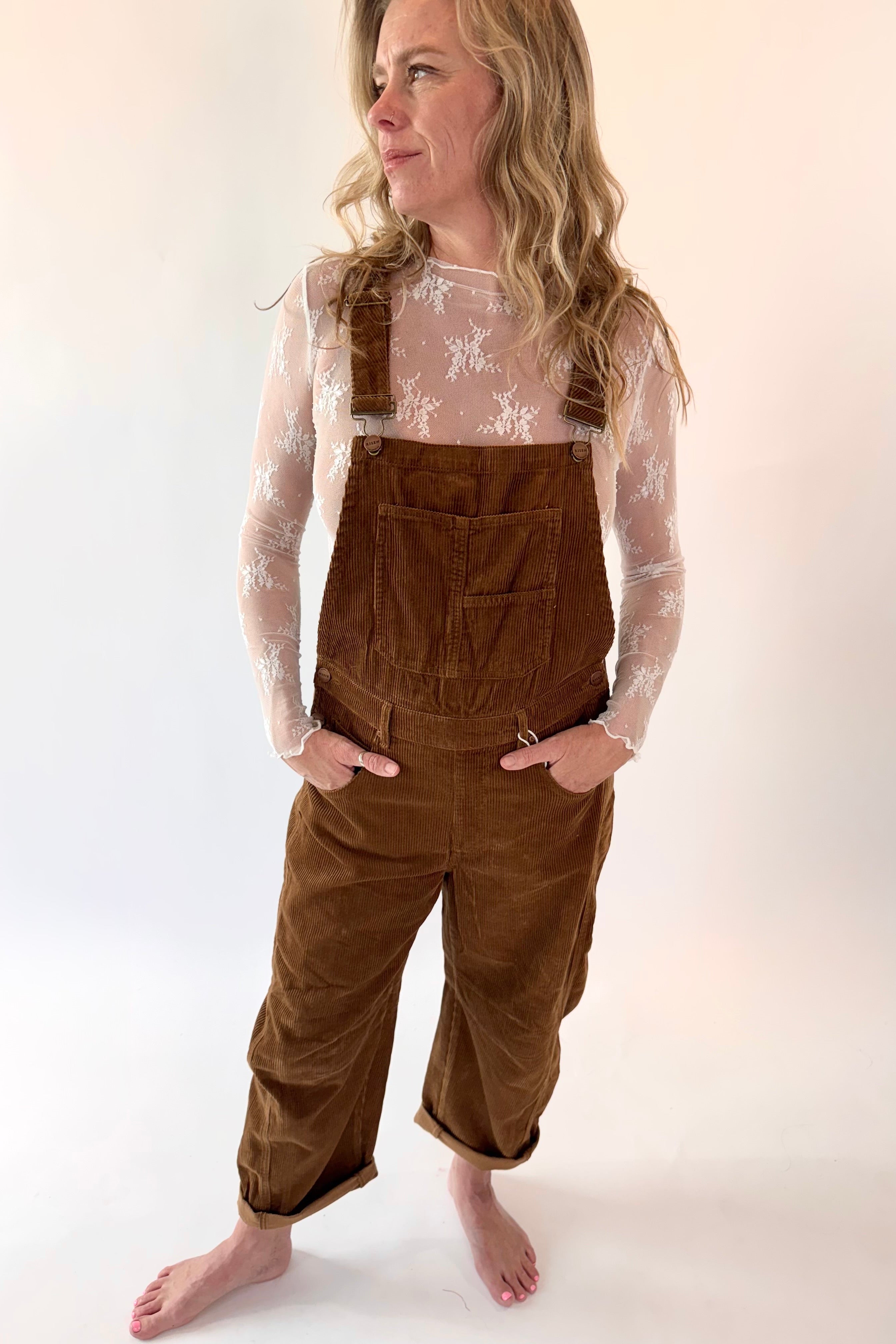 RISEN Corduroy Barrel Overalls