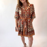 Botanical Print Puff Sleeve Mini Dress
