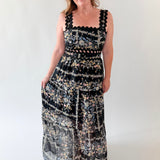 Floral Ric Rac Trim Tiered Maxi Dress