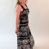 Floral Ric Rac Trim Tiered Maxi Dress