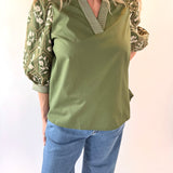 Embroidered Floral Sleeve Top