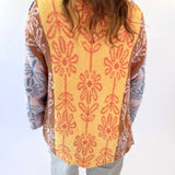 Floral Printed Berber Sweater Cardigan Top