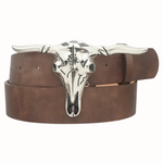 Luna Longhorn 3D Buckle Belt | Dark Brown
