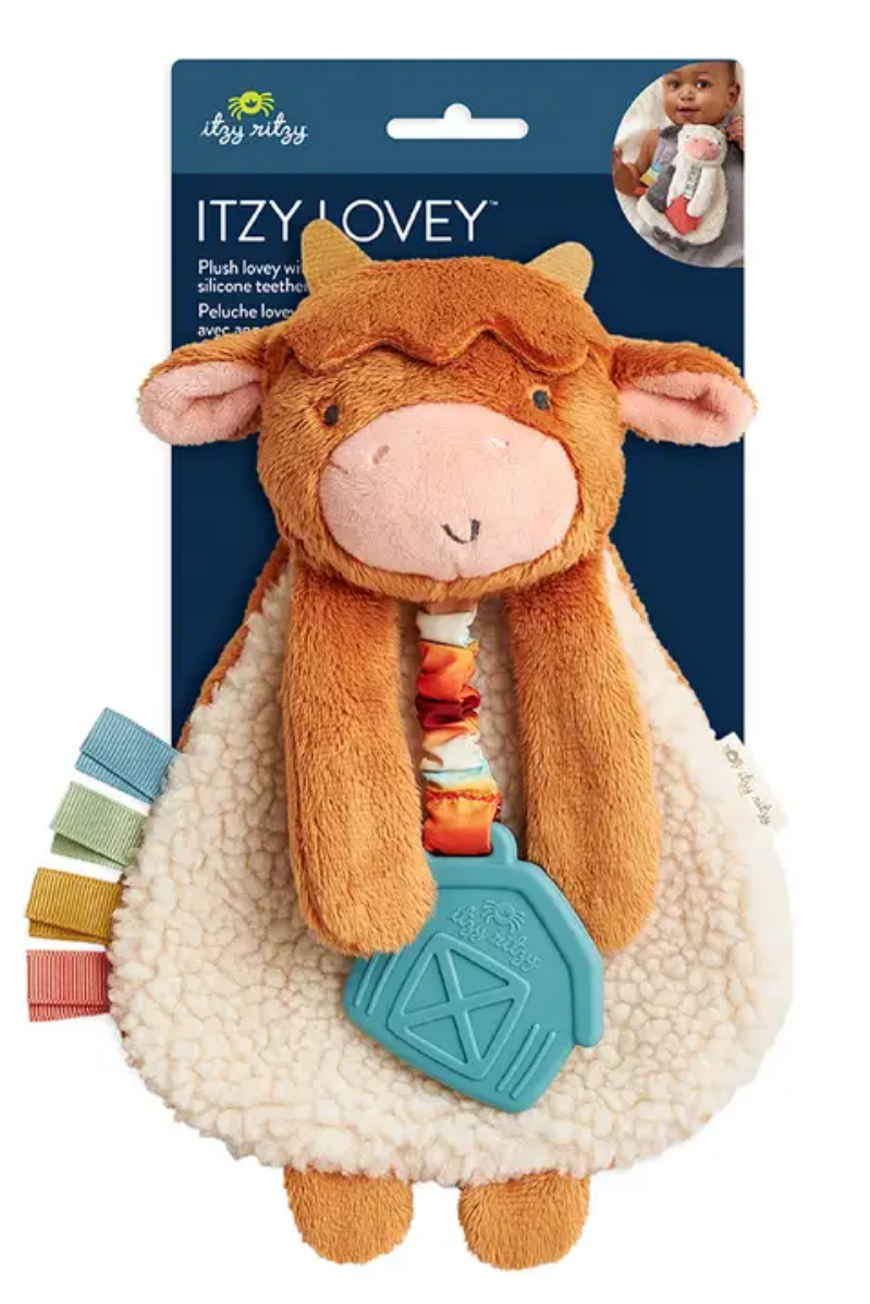 Itzy Lovey™ Plush and Teether Toy | Wyatt the Highland Cow