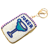Mahjong Joker Seed Beaded Keychain
