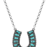 Western Multi-Stone Horseshoe Pendant Necklace