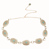 Southwestern Oval Linked Concho Chain Belt