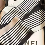 Stripe Border Panel Silky Square Scarf
