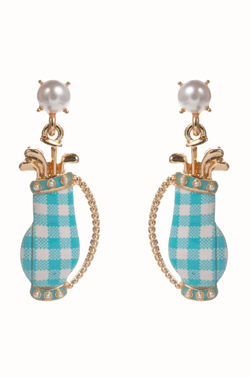 Golf Bag Pattern Titanium Hypoallergenic Earrings