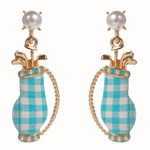 Golf Bag Pattern Titanium Hypoallergenic Earrings