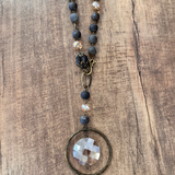 Drusy Quartz Beaded Pendant Necklace