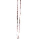 Necklace with pink beads and a colorful pendant on a white background