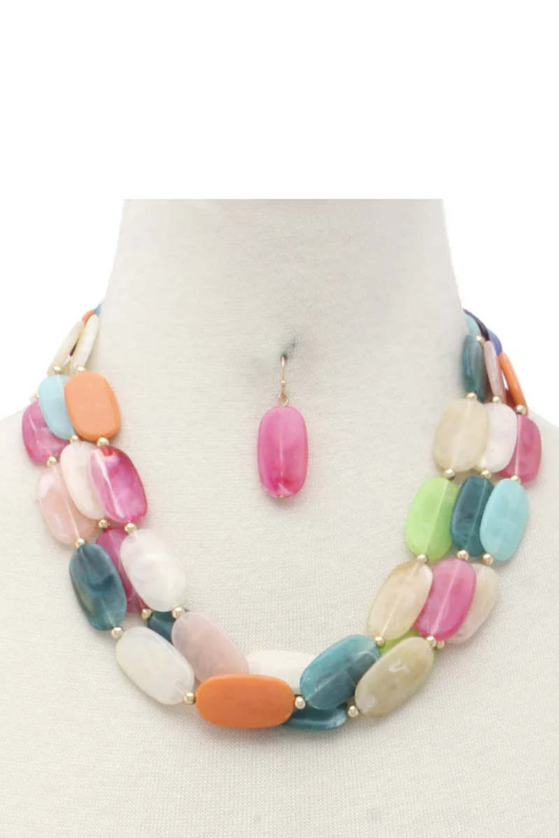 Elongated Bubble Necklace + Earring Set