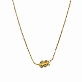 Dainty Gold Leaf w/ Rhinestone Necklace