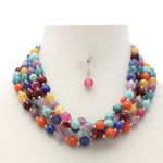 Multi Layer Beaded Necklace + Earring Set
