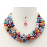 Multi Layer Beaded Necklace + Earring Set