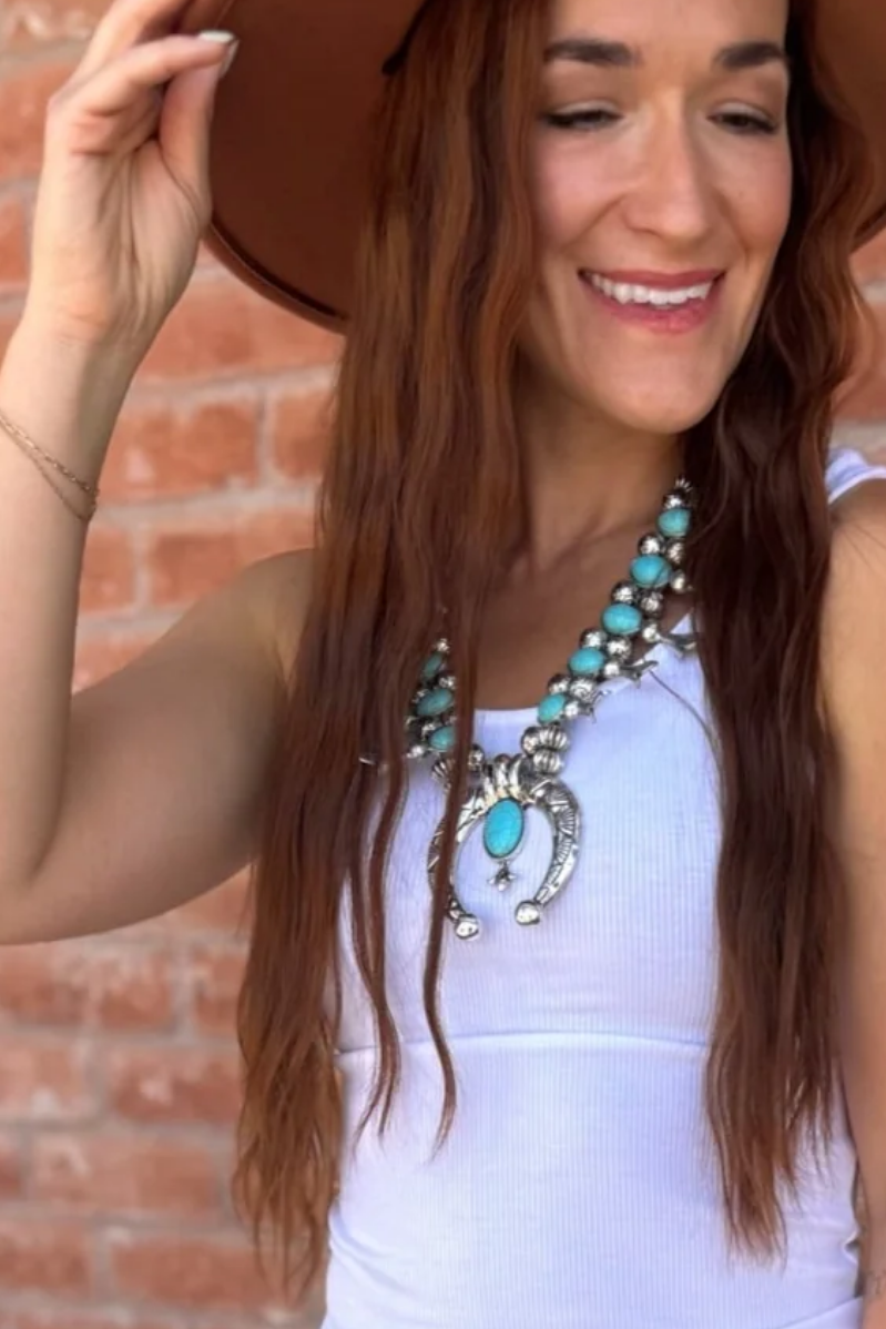 Squash Blossom Pendent Necklace + Earring Set