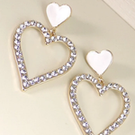 Rhinestone Heart Drop Earrings