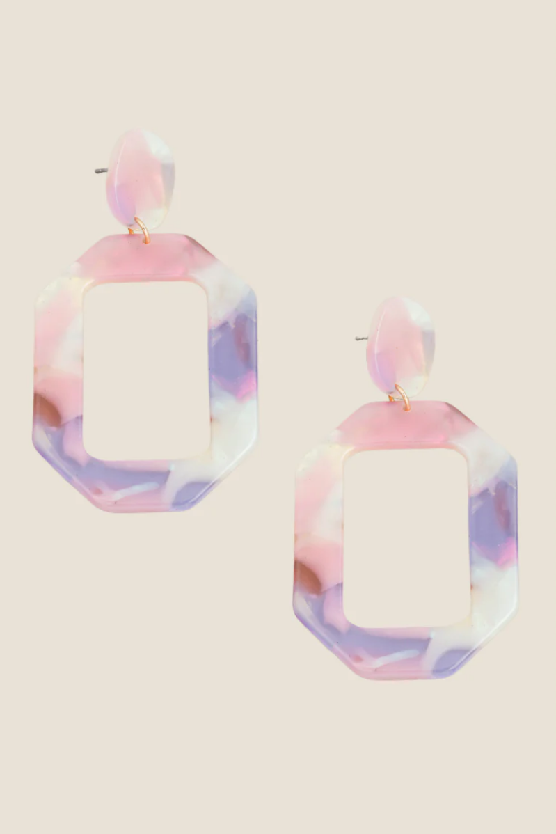 Acetate Marble Earrings | Dark Pink