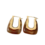 Resin Square Hoop Earrings | Brown