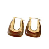 Resin Square Hoop Earrings | Brown