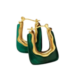 Resin Square Hoop Earrings | Emerald