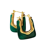 Resin Square Hoop Earrings | Emerald