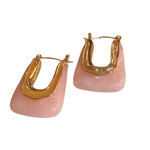 Resin Square Hoop Earrings | Light Pink