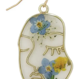 Dried Flower Face Earrings | Blue