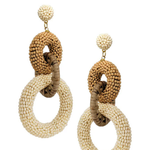 Seed Bead Rattan Dangle Post Earrings | Natural