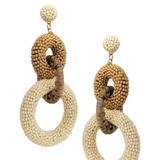 Seed Bead Rattan Dangle Post Earrings | Natural