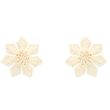 Raffia Flower Stud Earrings | Ivory