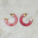 Resin Hoop Studded Earrings | Pink + Gold