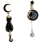 Sun, Star, Moon & Cat Unbalanced Earrings