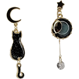 Sun, Star, Moon & Cat Unbalanced Earrings