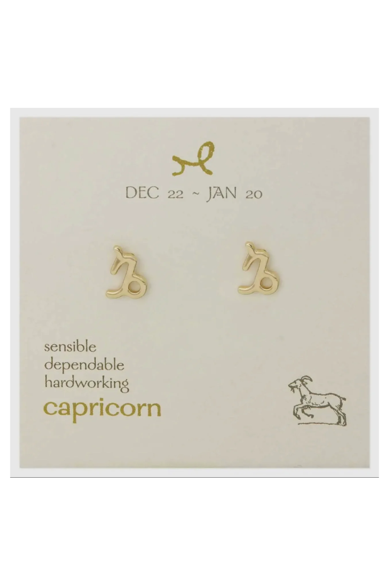 Zodiac Symbol Post Earrings | Capricorn