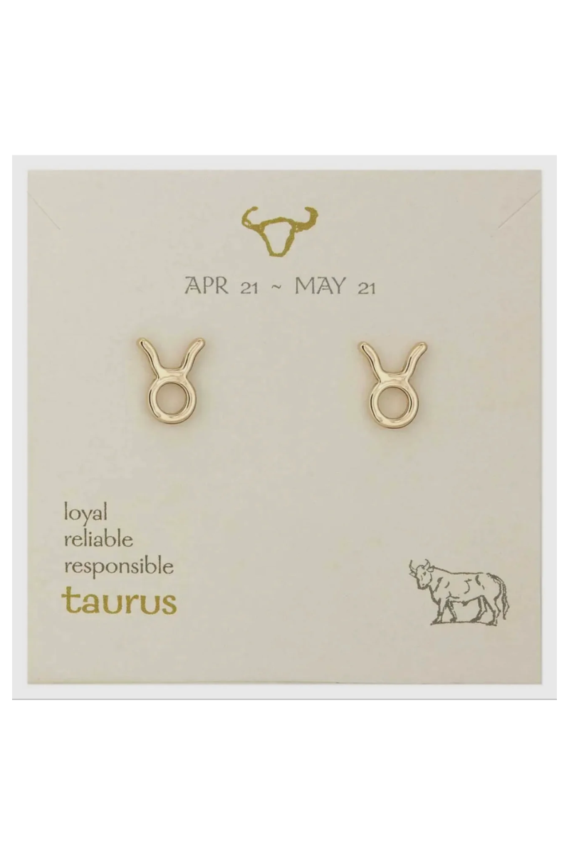 Zodiac Symbol Post Earrings | Taurus