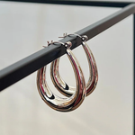 Teardrop Hoop Post Earrings | Silver