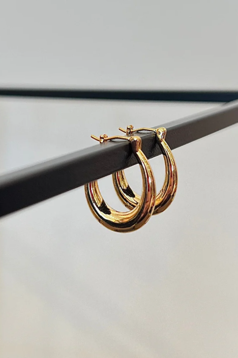 14K Dipped Hoop Post Earrings | Gold