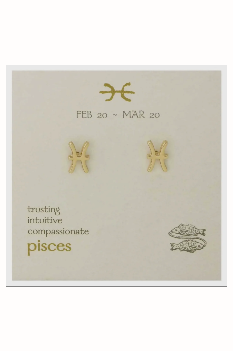 Zodiac Symbol Post Earrings | Pisces