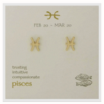 Zodiac Symbol Post Earrings | Pisces