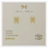 Zodiac Symbol Post Earrings | Pisces
