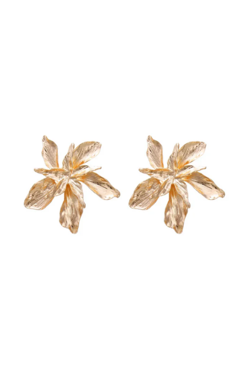 Metal Floral Post Earrings | Rose Gold
