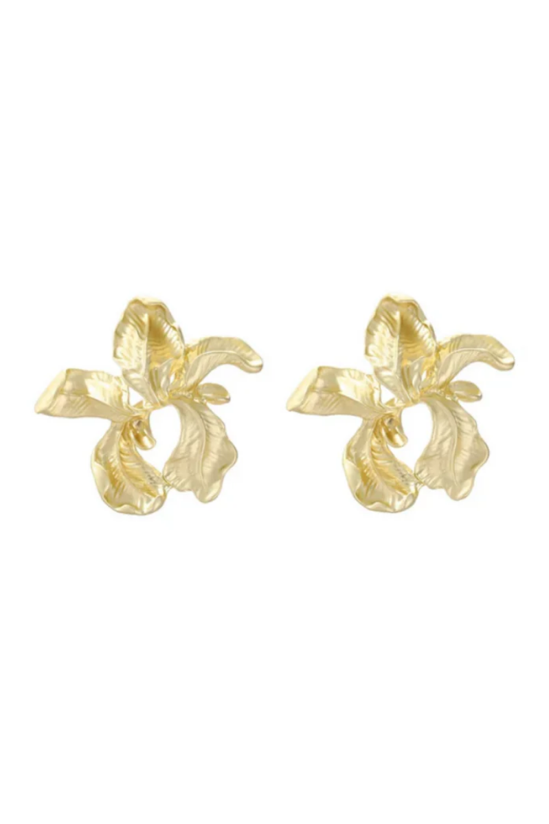 Metal Floral Post Earrings | Gold