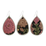 Floral Teardrop Embroidered Earrings