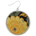 Embroidered Yellow Flower Earrings