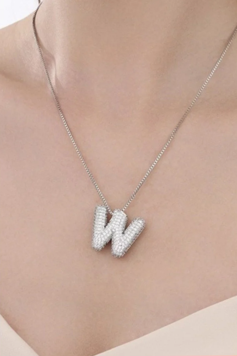 Pave Bubble Letter Necklace